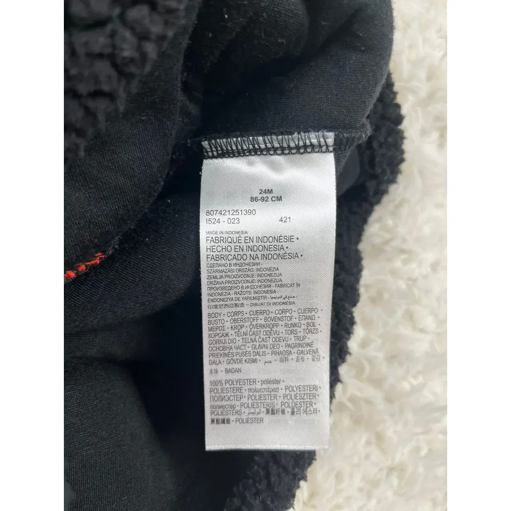 Nike Sherpa Fleece‎ Quarter Zip Pullover Geometric Print Sleeves Black Red 24M
